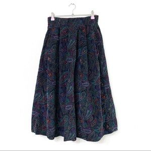 Vintage Talbots Corduroy Paisley Midi Skirt Sz 4
